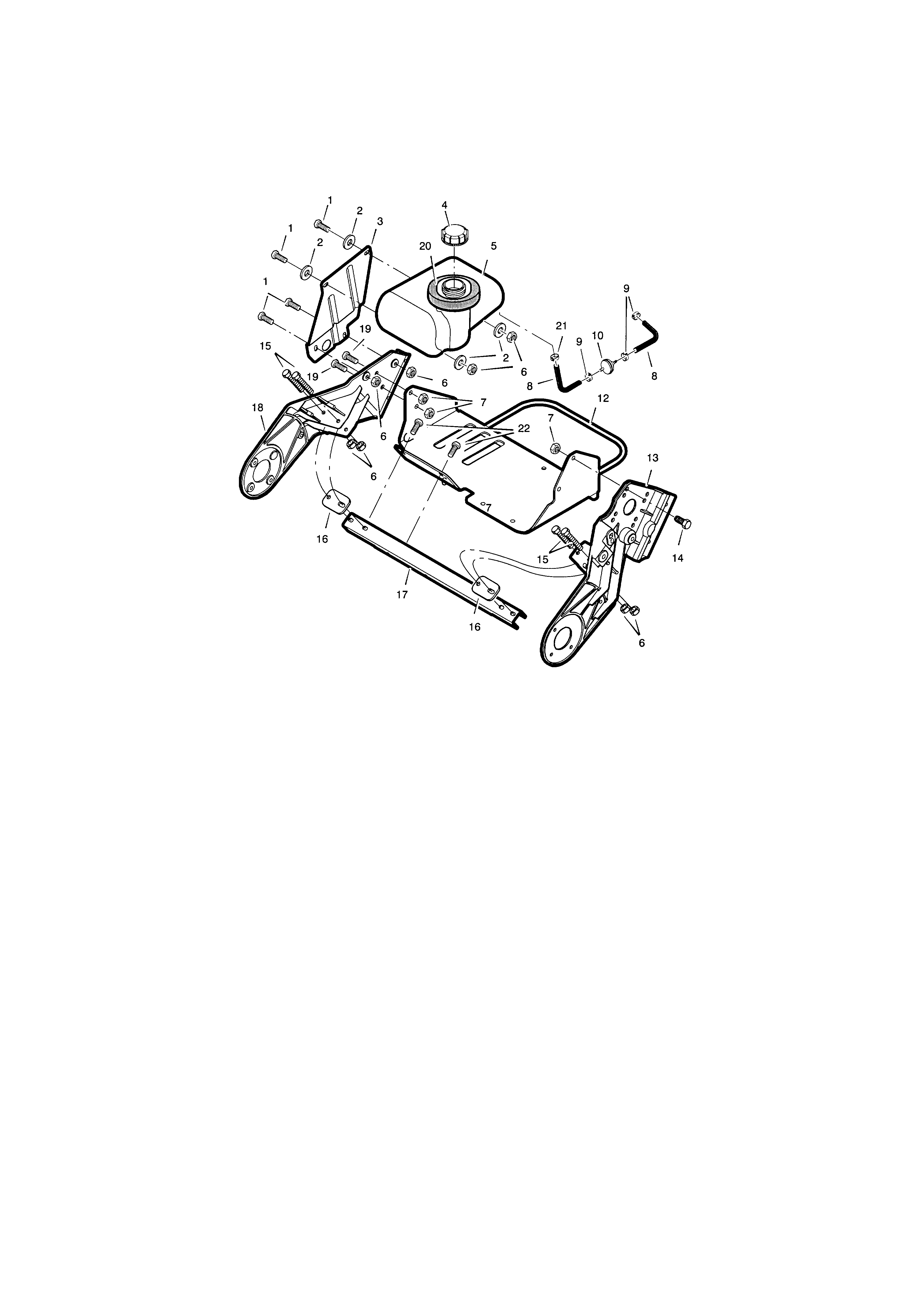 Craftsman 536881500 frame and fuel tank diagram