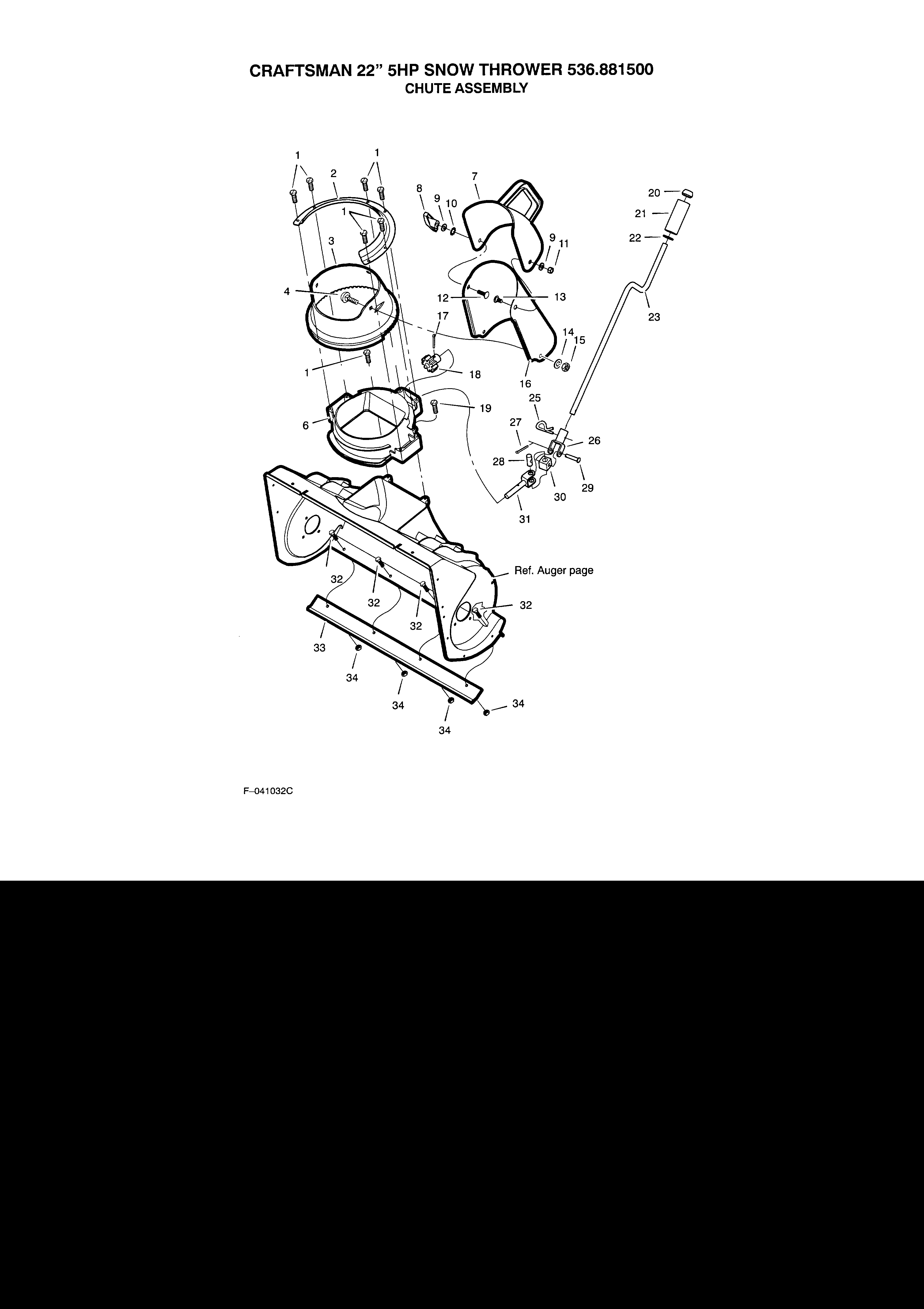 Craftsman 536881500 chute assembly diagram