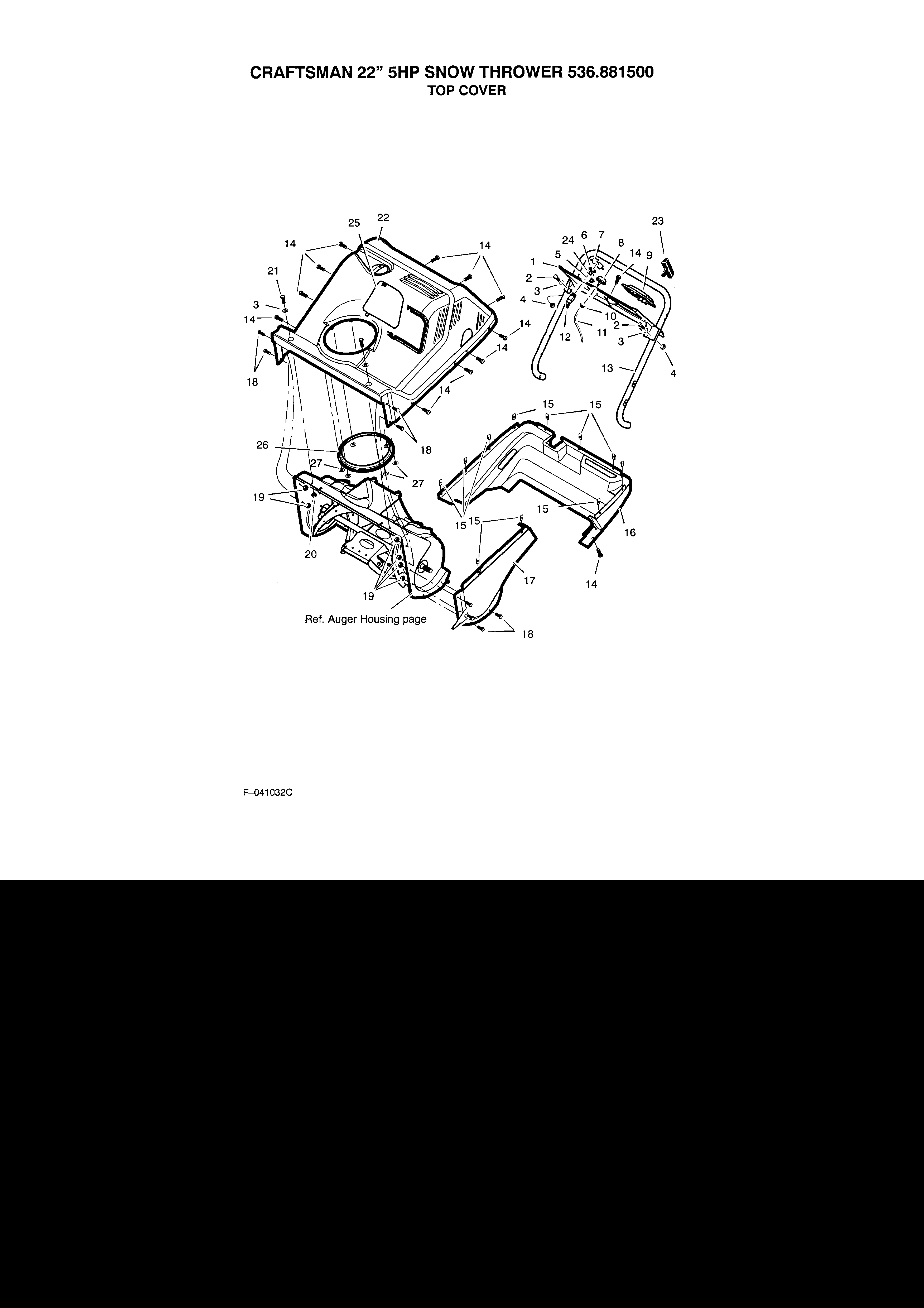 Craftsman 536881500 top cover diagram