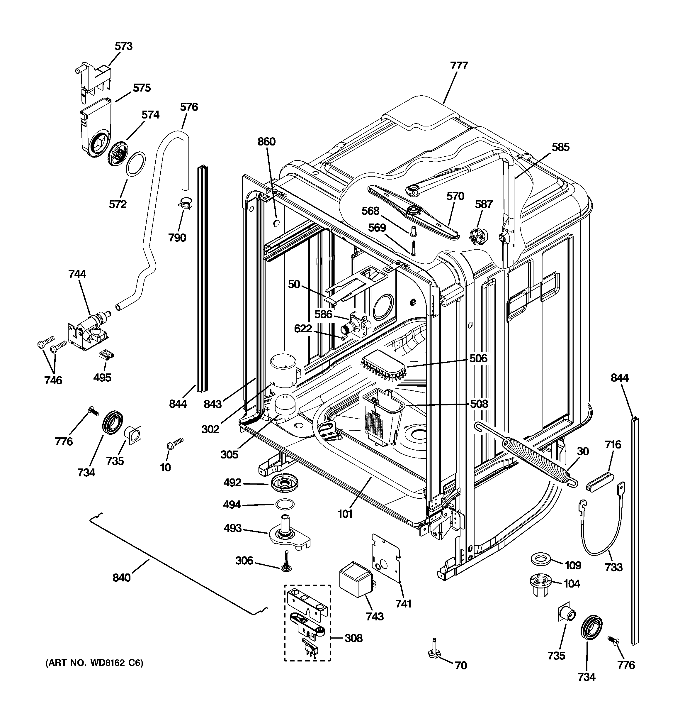 GE PDW8280J03SS body parts diagram