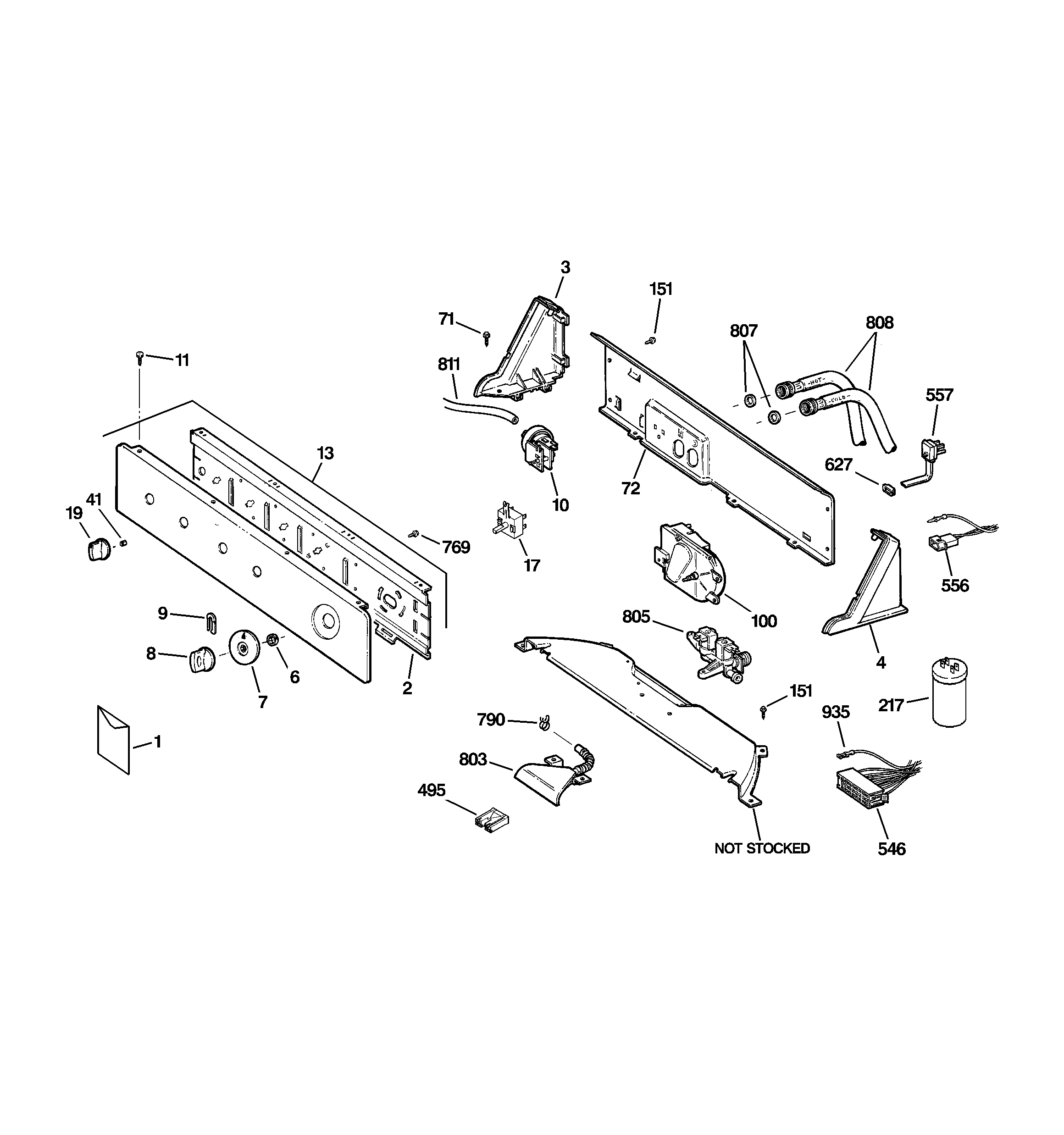 GE WDSR2080DBCC controls & backsplash diagram