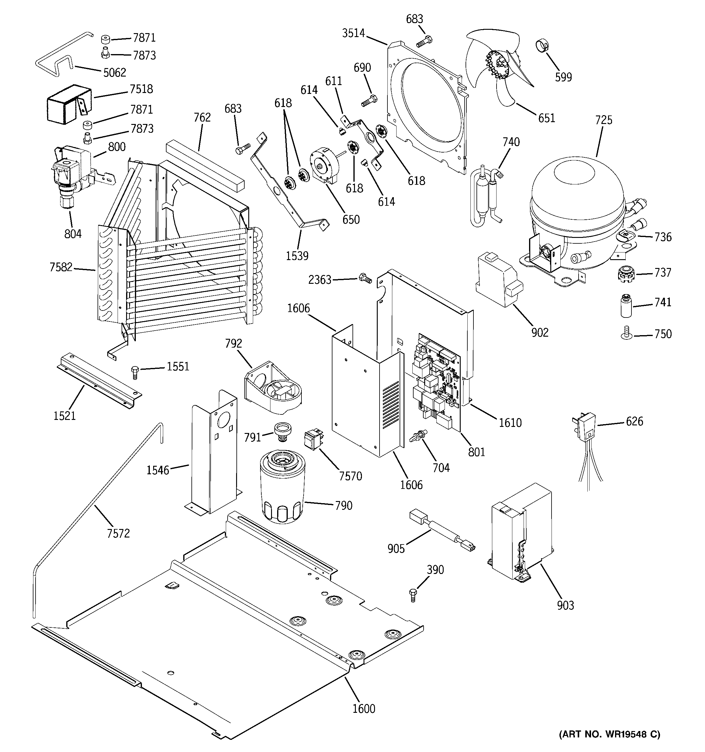 GE ZIC360NRGRH sealed system & mother board diagram