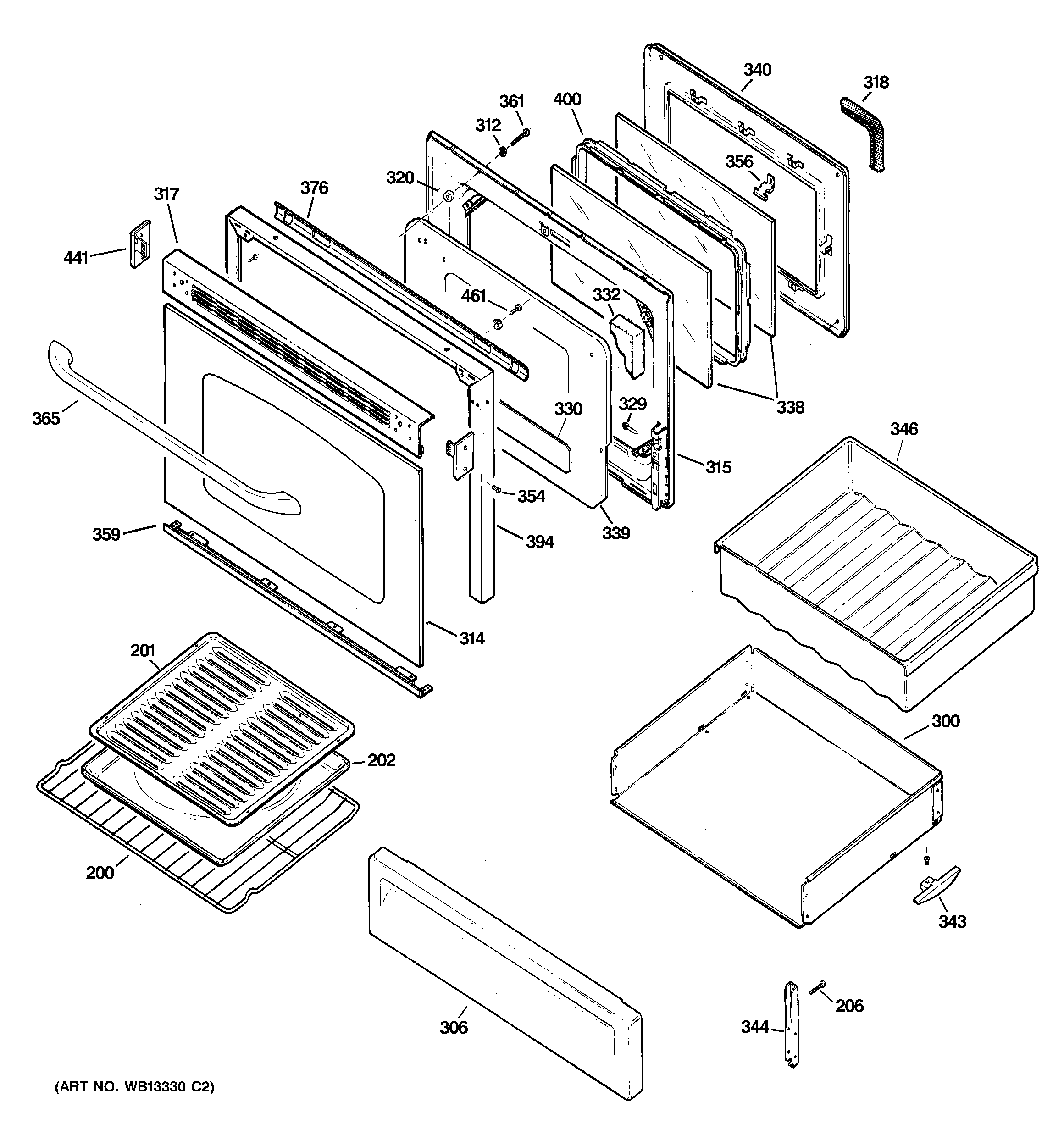 GE EGR3000EL1CC door & drawer parts diagram