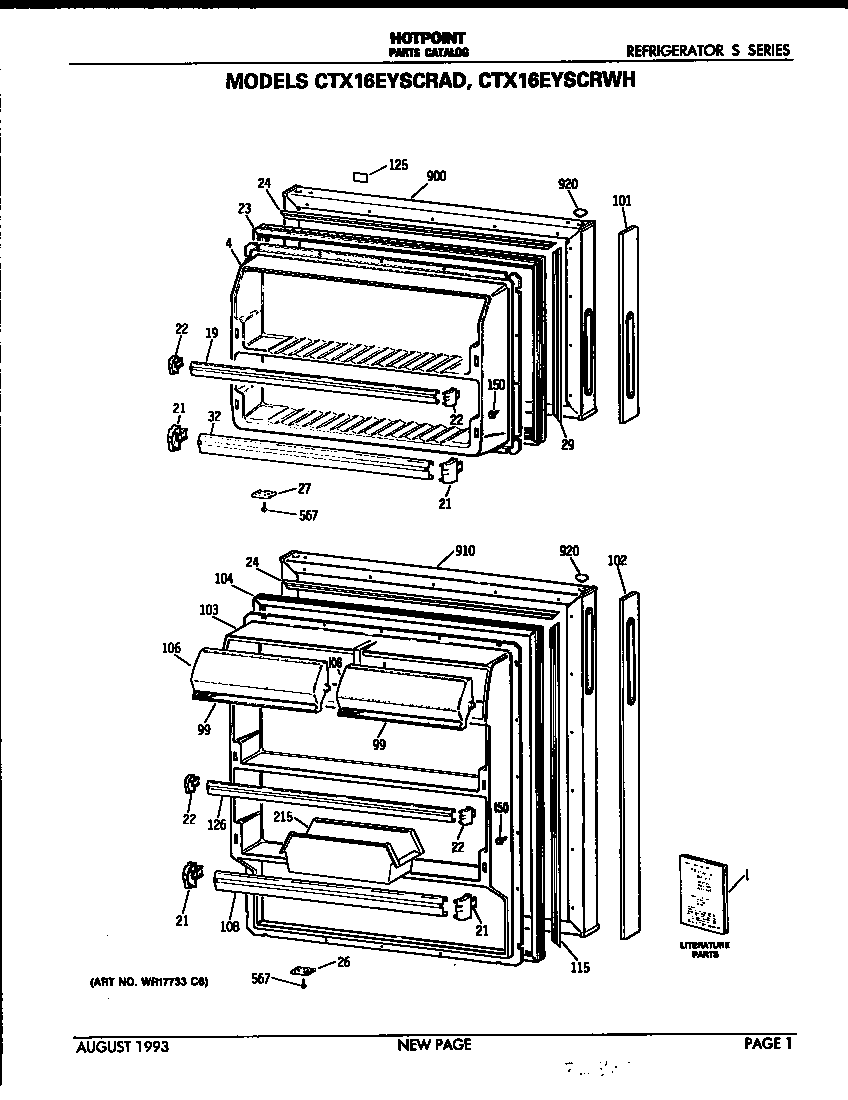 Hotpoint CTX16EYSCRWH doors diagram
