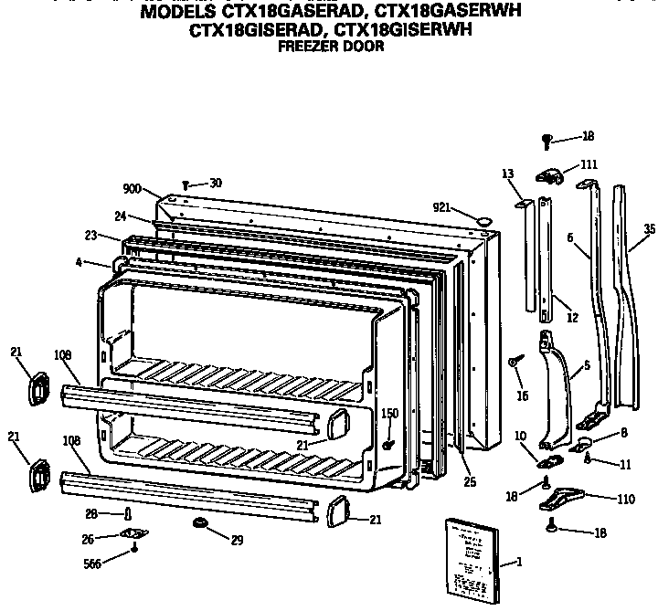 Hotpoint CTX18GASERWH freezer door diagram