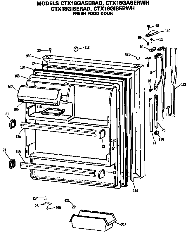 Hotpoint CTX18GASERWH fresh food door diagram