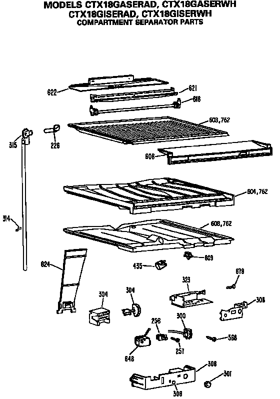 Hotpoint CTX18GASERWH comparment separator/divider block diagram