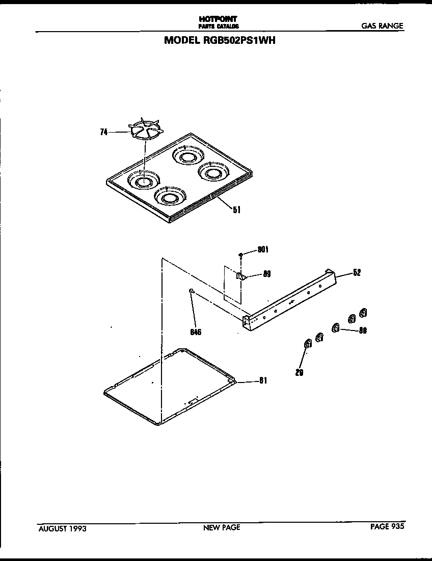 Hotpoint RGB502PS1WH cooktop diagram