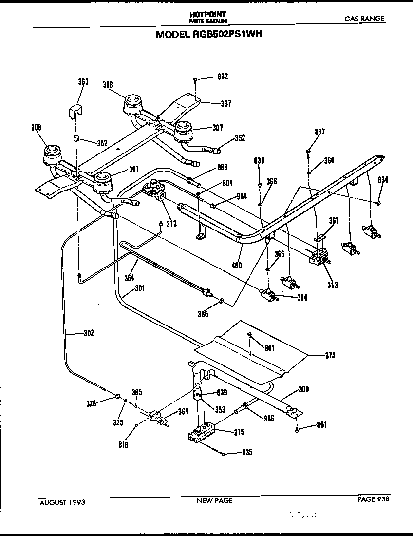 Hotpoint RGB502PS1WH burner section diagram