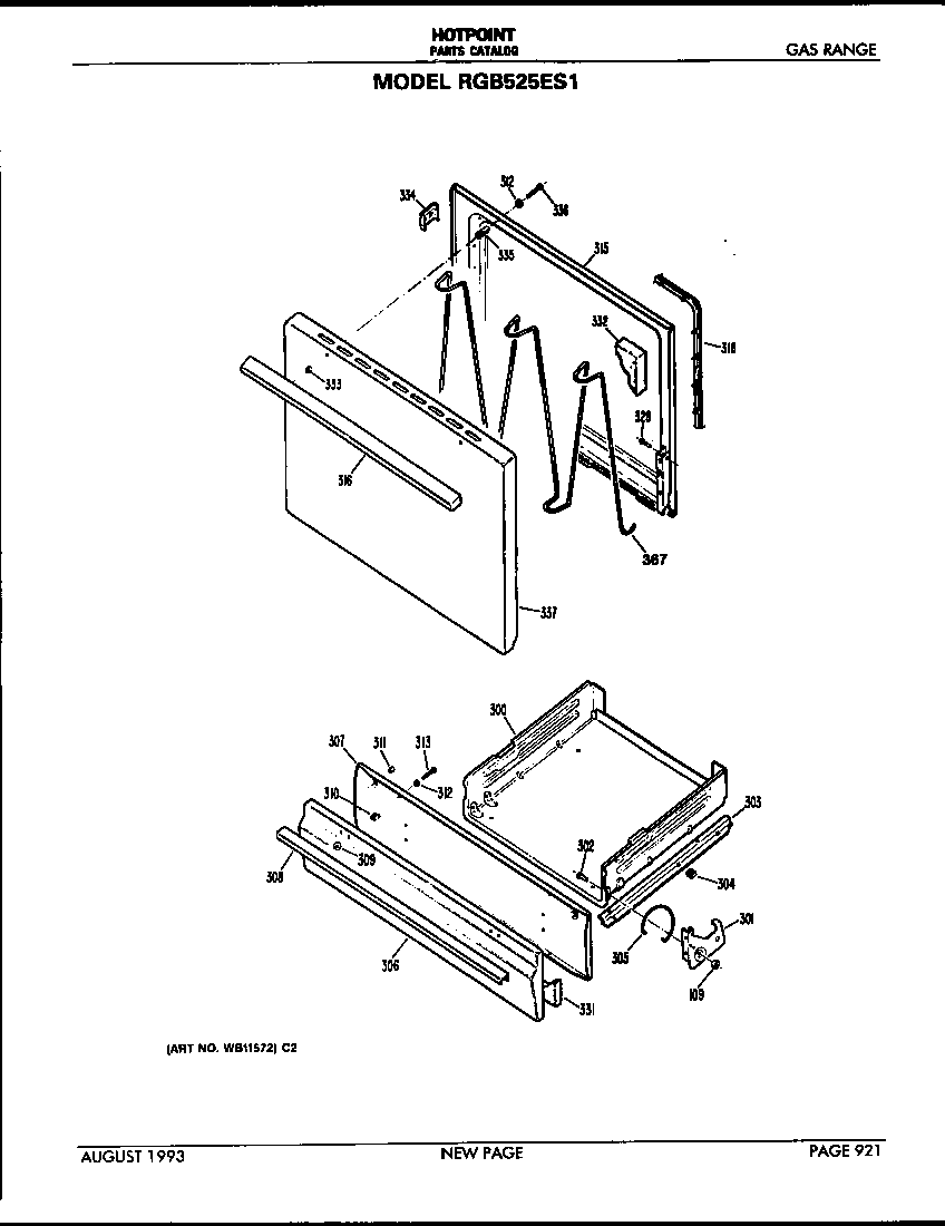 Hotpoint RGB525ES1 door diagram