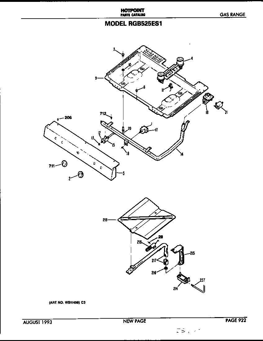 Hotpoint RGB525ES1 burner section diagram