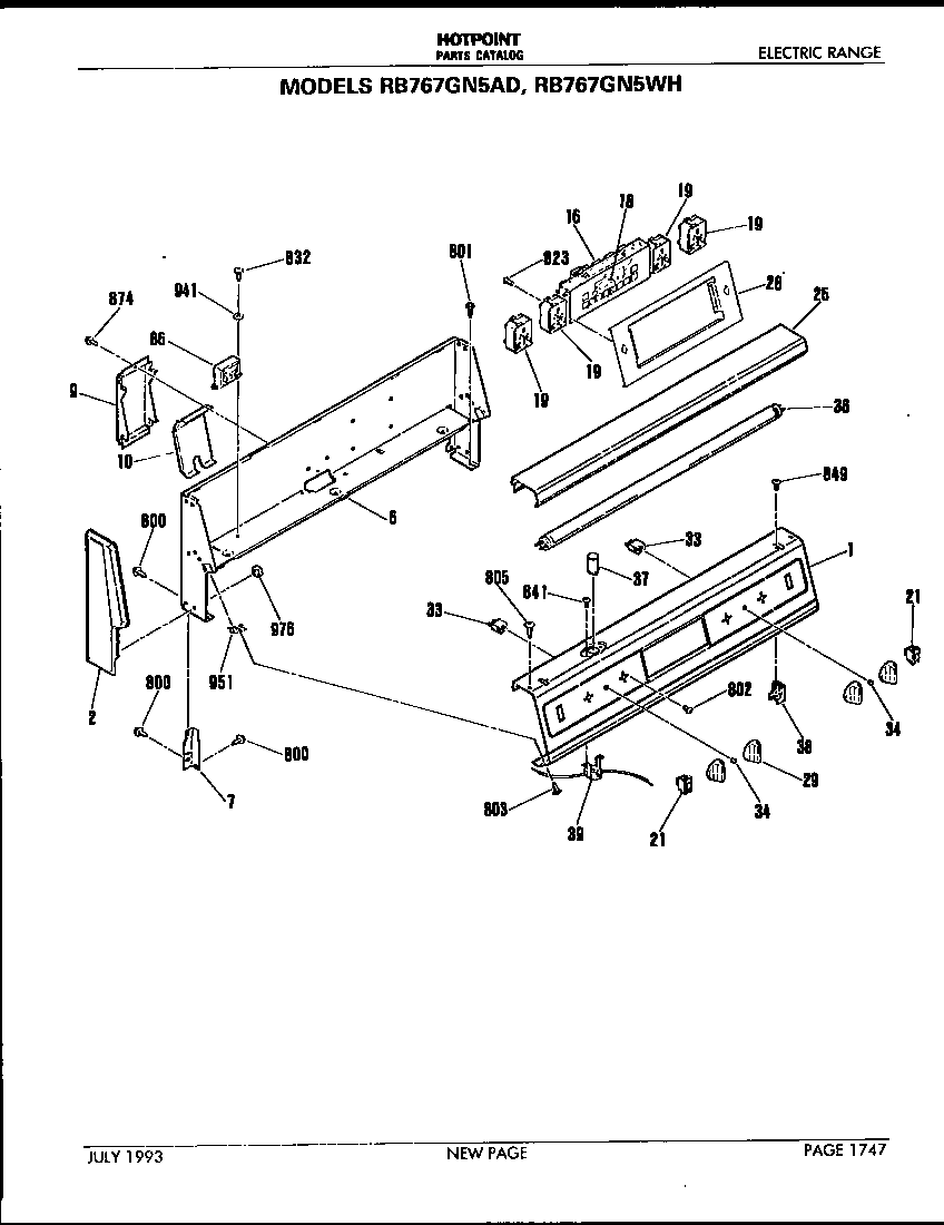 Hotpoint RB767GN5AD control diagram