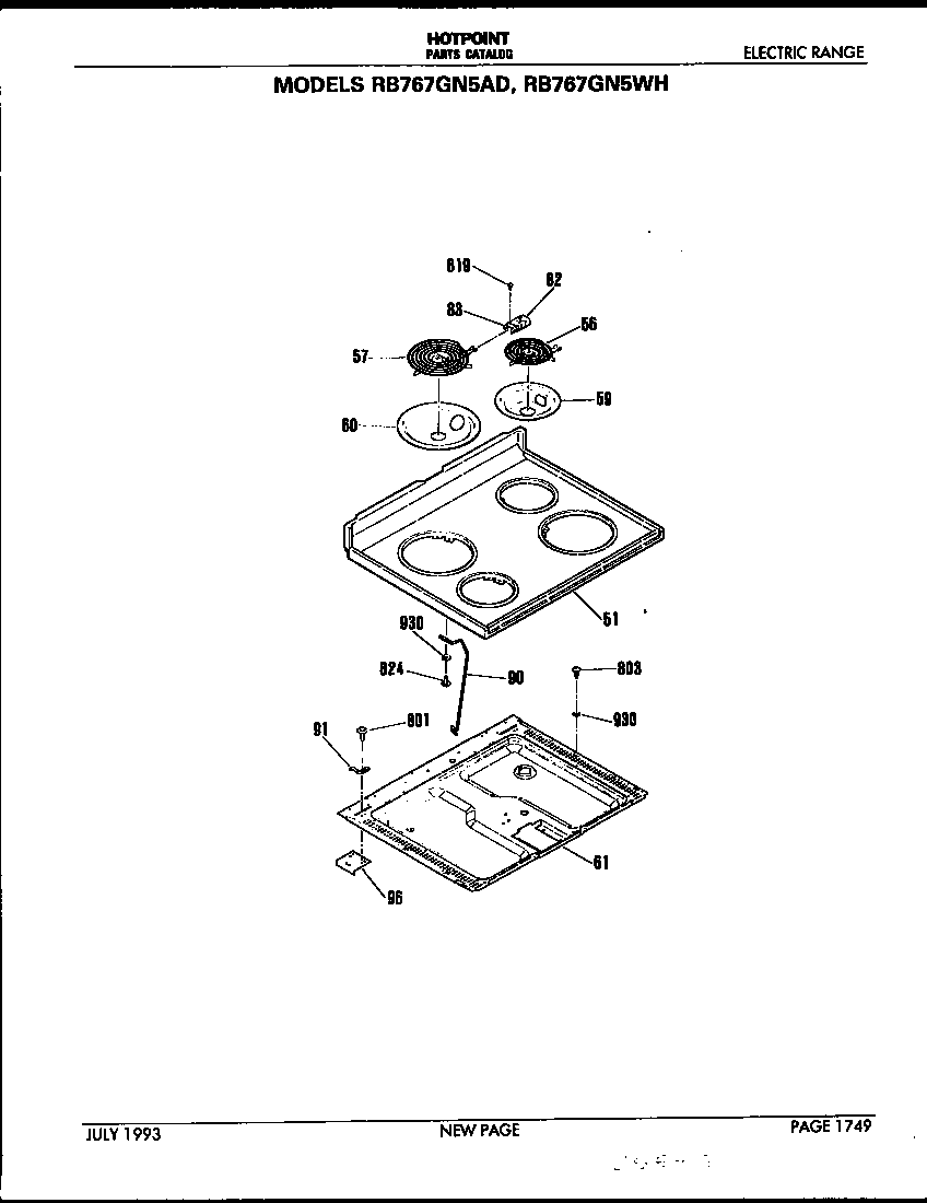 Hotpoint RB767GN5AD cooktop diagram