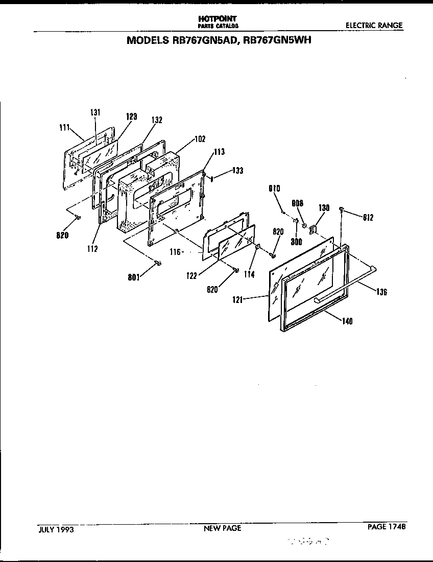 Hotpoint RB767GN5AD door diagram
