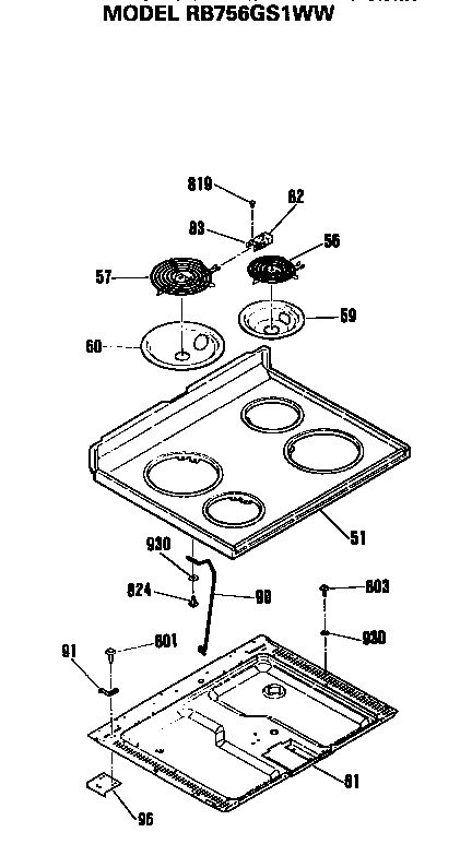 Hotpoint RB756GS1WW cooktop diagram
