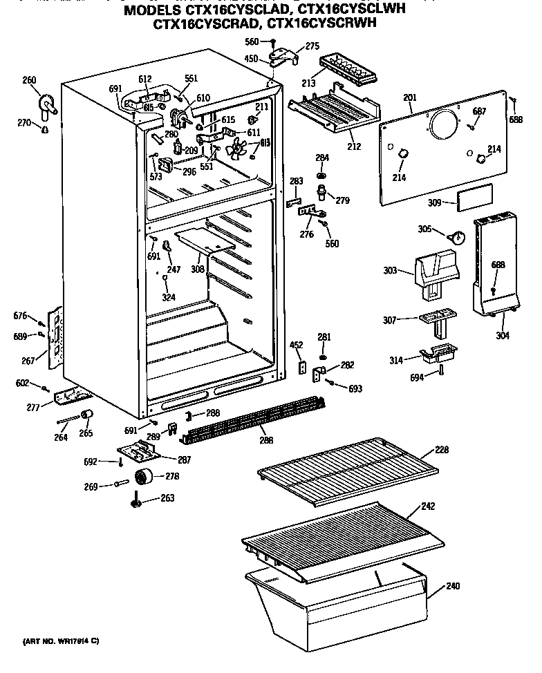 Hotpoint CTX16CYSCLWH cabinet parts diagram
