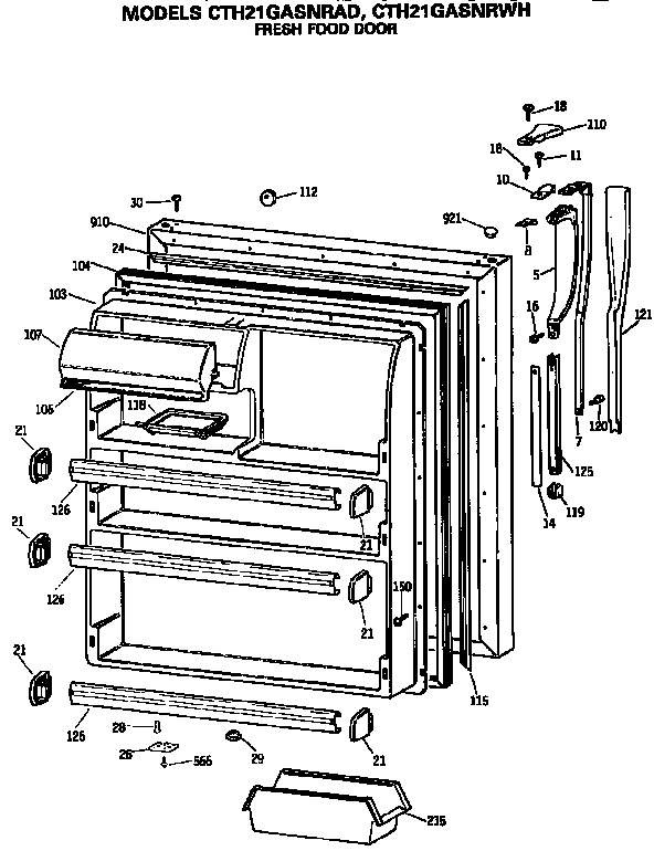 Hotpoint CTH21GASNRAD fresh food door diagram