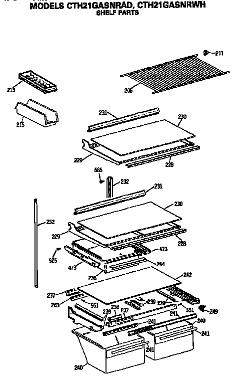 Hotpoint CTH21GASNRAD shelves and accessories diagram