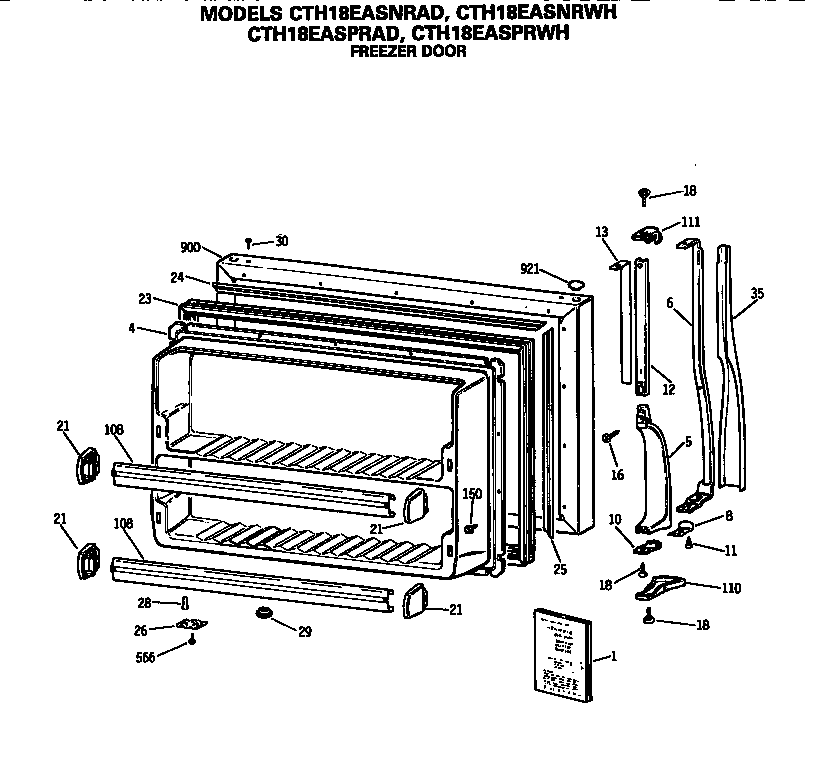 Hotpoint CTH18EASNRWH freezer door diagram