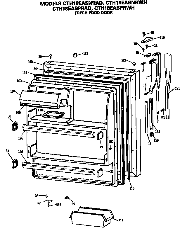Hotpoint CTH18EASNRWH fresh food door diagram
