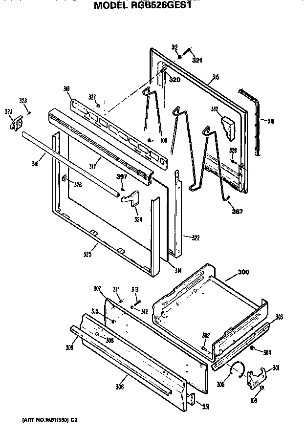 Hotpoint RGB526GES1 door diagram