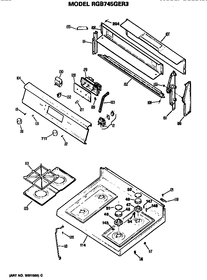 Hotpoint RGB745GER3 cooktop diagram