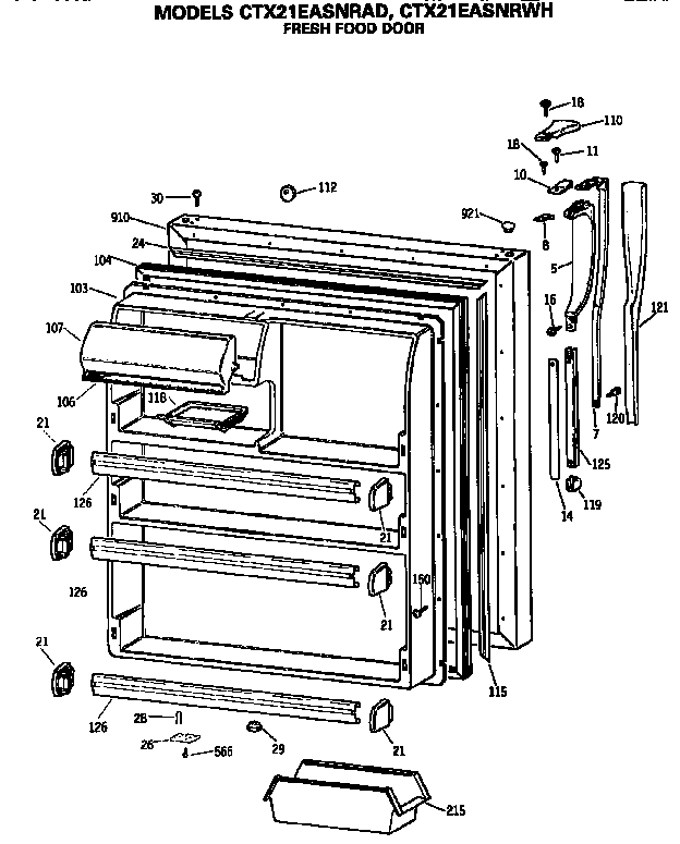Hotpoint CTX21EASNRWH fresh food door diagram