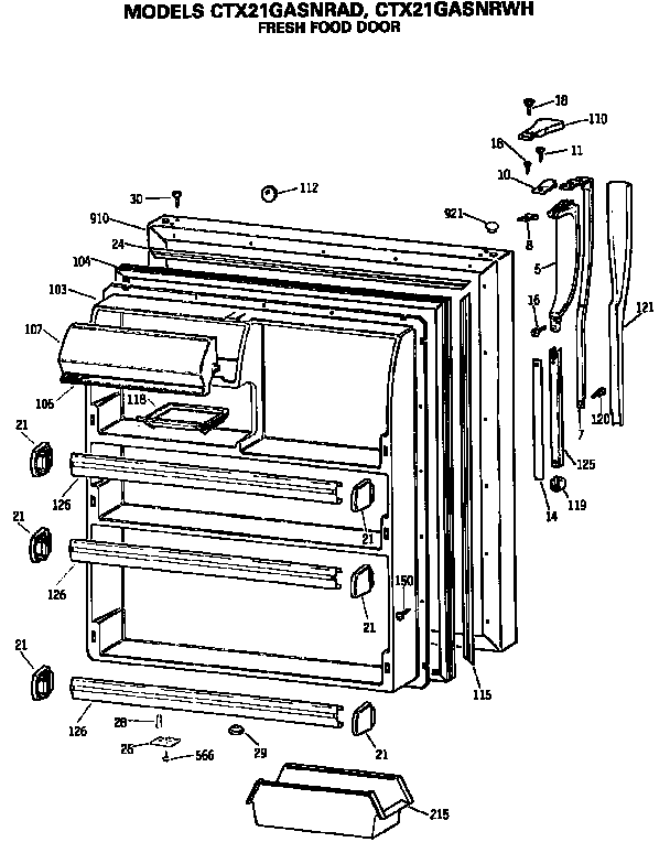 Hotpoint CTX21GASNRAD refrigerator door diagram