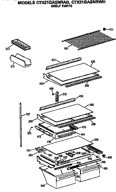 Hotpoint CTX21GASNRAD shelves diagram