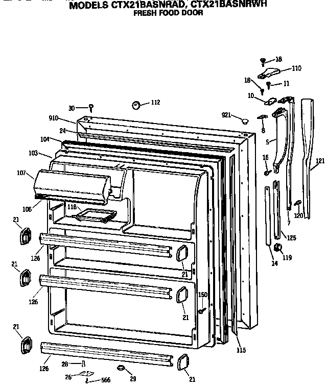 Hotpoint CTX21BASNRAD fresh food door diagram