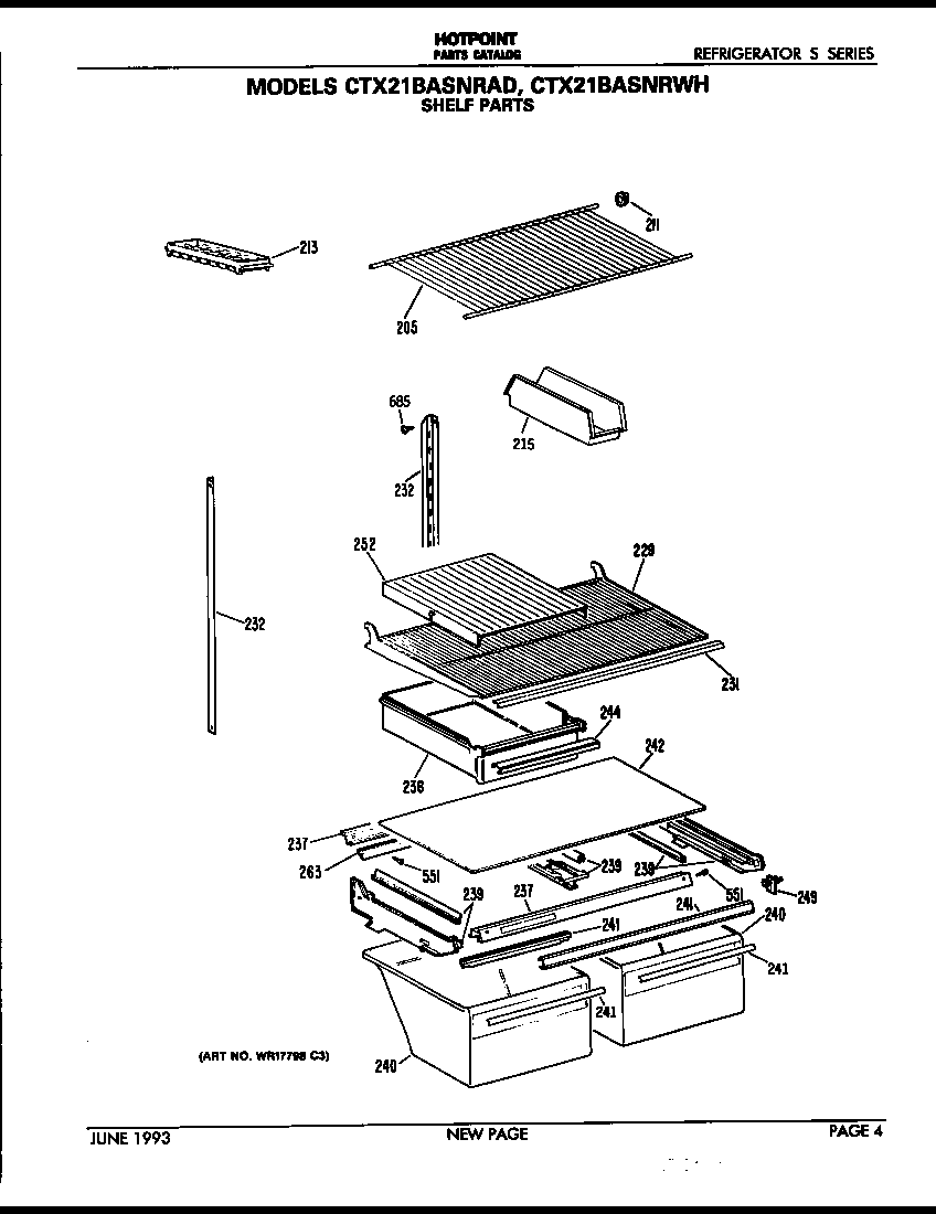 Hotpoint CTX21BASNRAD shelves and accessories diagram
