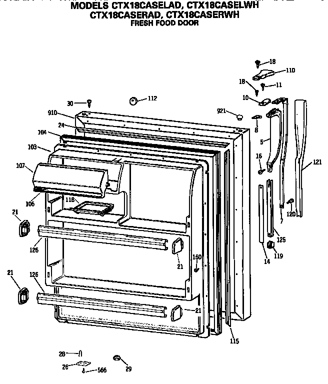 Hotpoint CTX18CASERAD fresh food door diagram