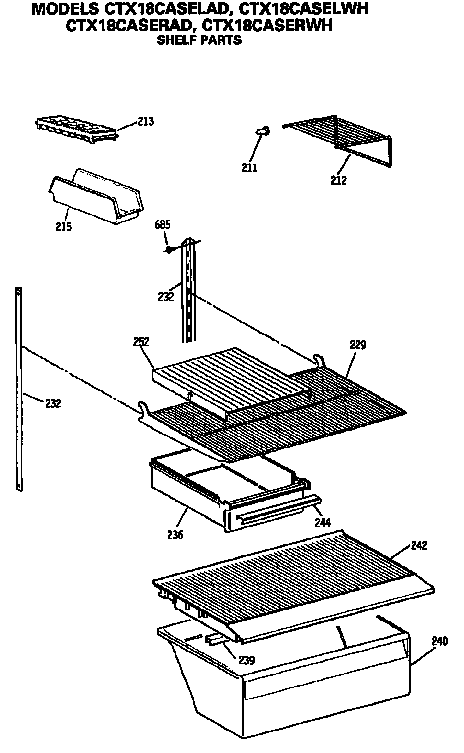 Hotpoint CTX18CASERAD shelves and accessories diagram