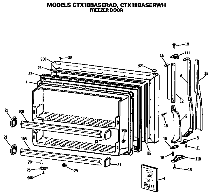Hotpoint CTX18BASERWH freezer door diagram