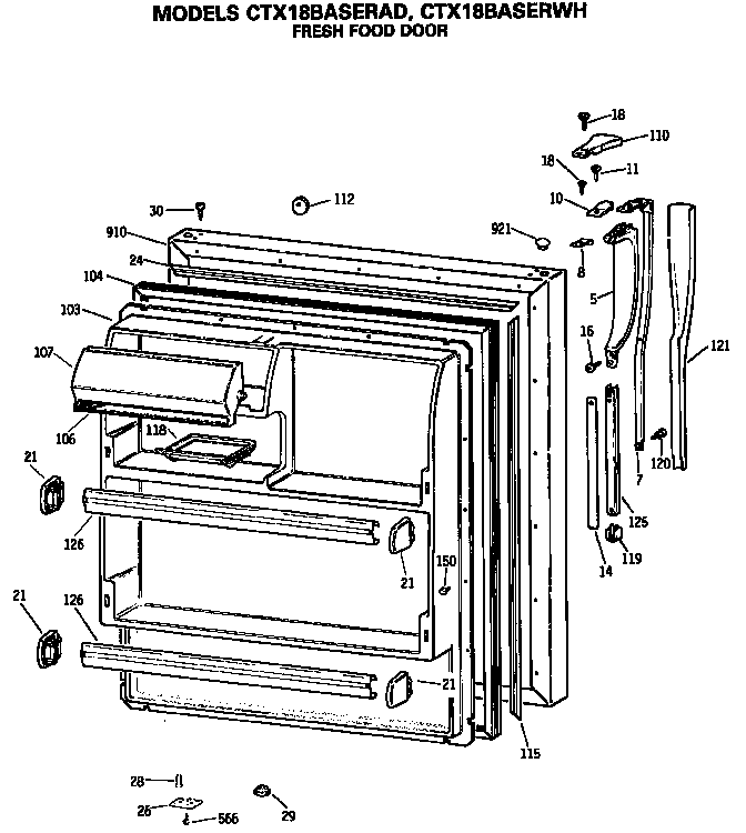 Hotpoint CTX18BASERWH freezer door diagram
