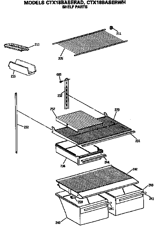 Hotpoint CTX18BASERWH shelves and accessories diagram
