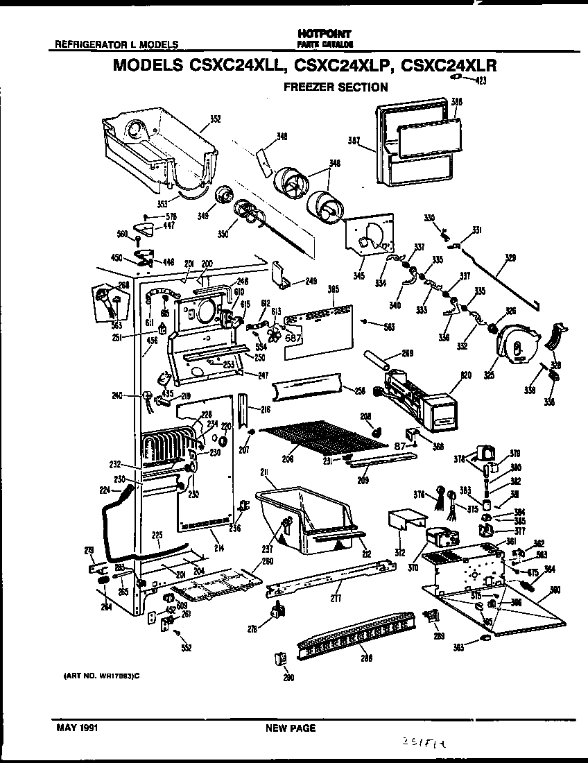 Hotpoint CSXC24XLL freezer section diagram