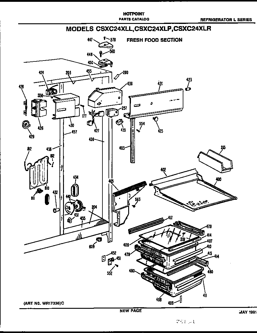 Hotpoint CSXC24XLL fresh food section diagram