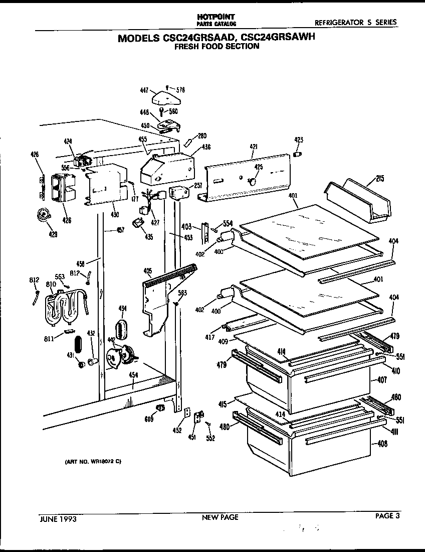 Hotpoint CSC24GRSAAD fresh food section diagram