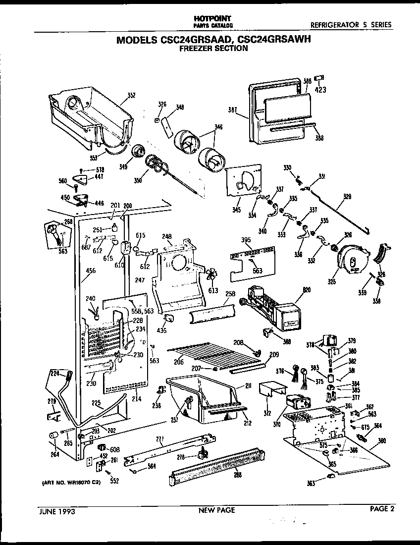Hotpoint CSC24GRSAAD freezer section diagram