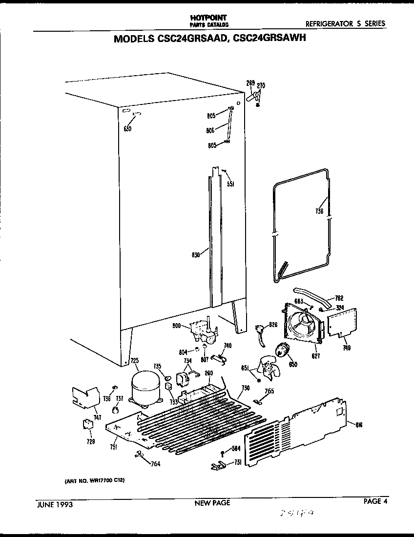 Hotpoint CSC24GRSAAD unit parts diagram