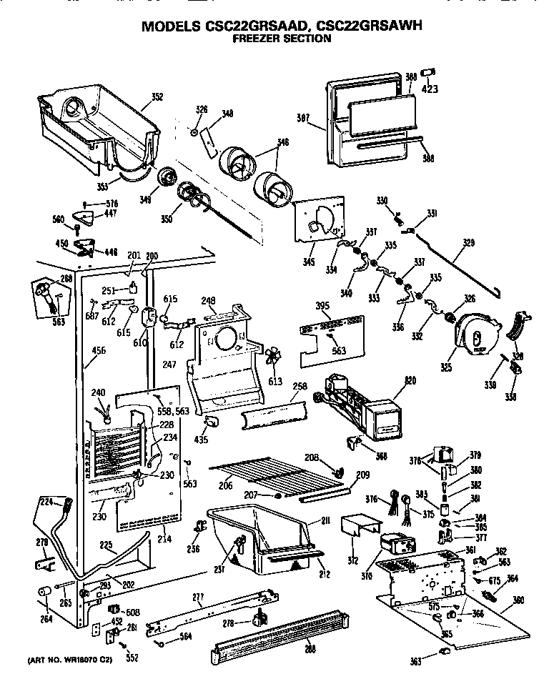 Hotpoint CSC22GRSAAD freezer section diagram