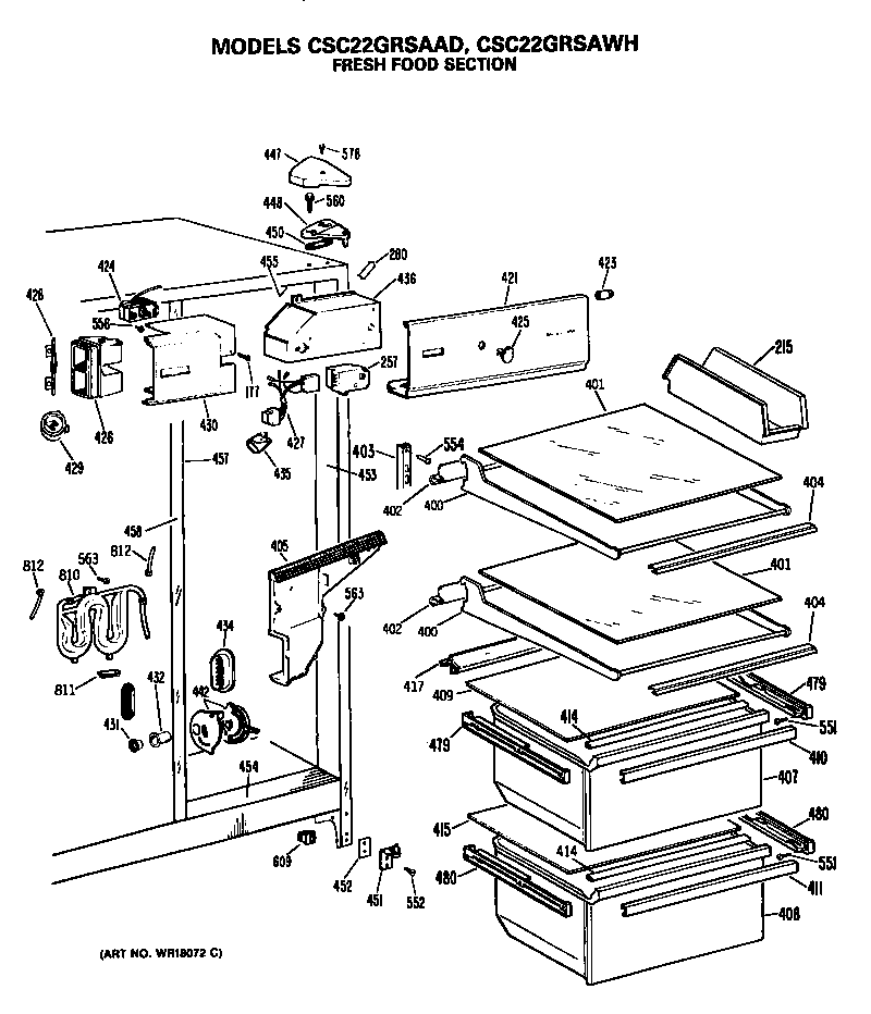 Hotpoint CSC22GRSAAD fresh food section diagram