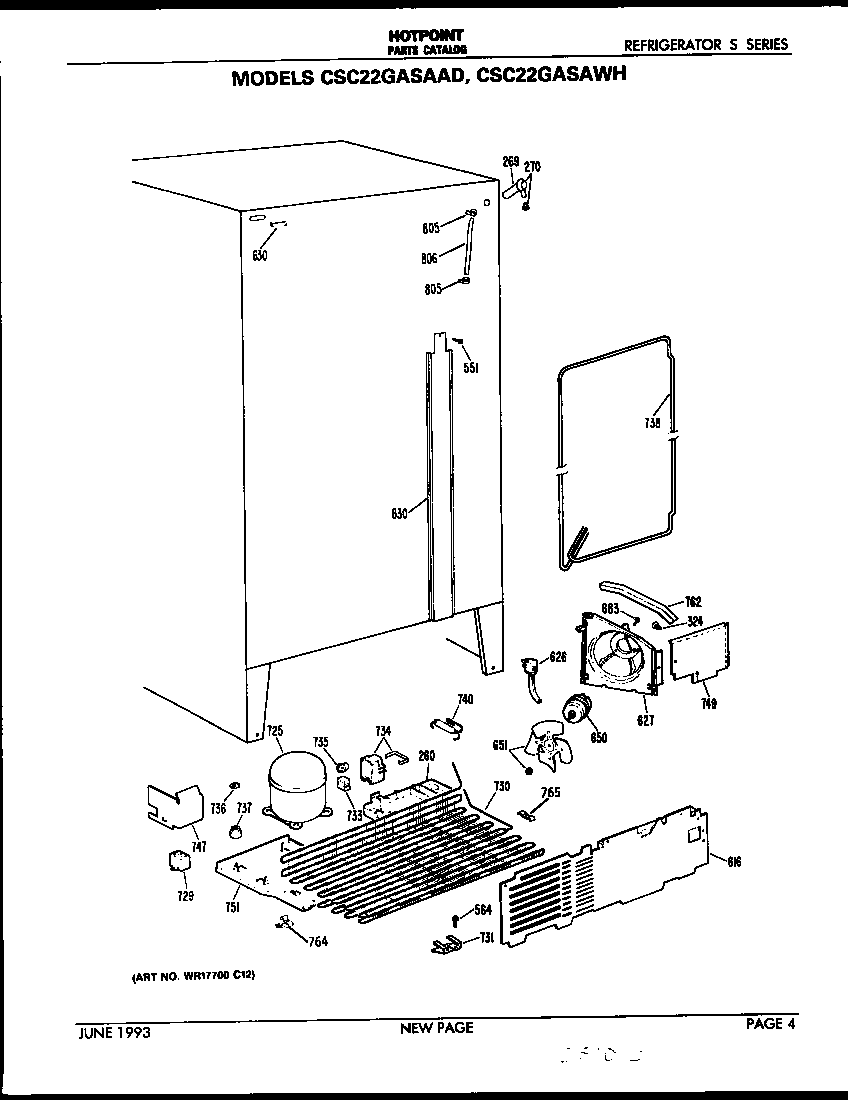 Hotpoint CSC22GASAWH unit parts diagram