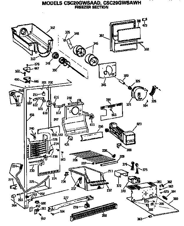 Hotpoint CSC20GWSAAD freezer section diagram