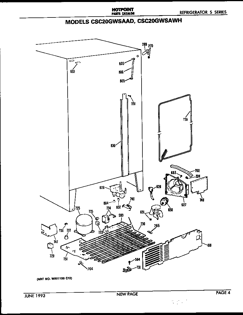 Hotpoint CSC20GWSAAD unit parts diagram