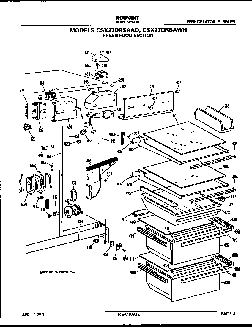 Hotpoint CSX27DRSAAD fresh food section diagram