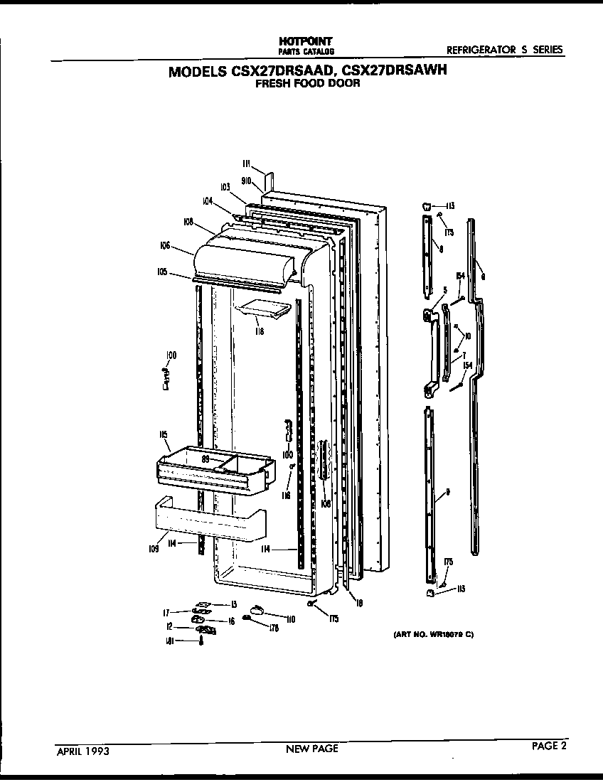 Hotpoint CSX27DRSAAD fresh food door diagram