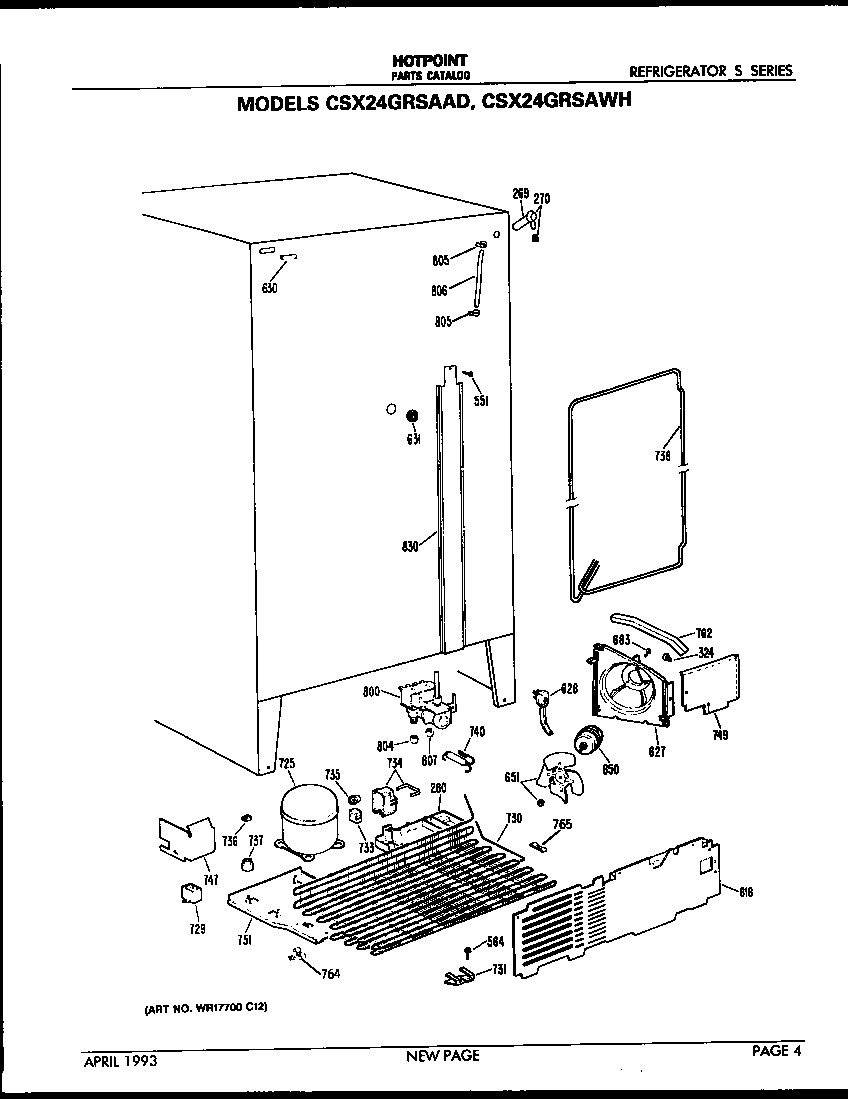 Hotpoint CSX24GRSAWH unit parts diagram