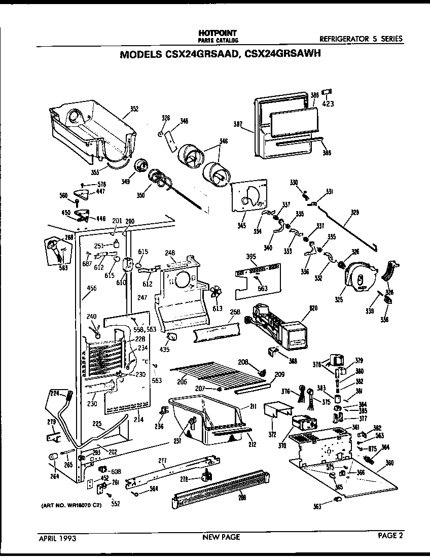 Hotpoint CSX24GRSAWH freezer section diagram